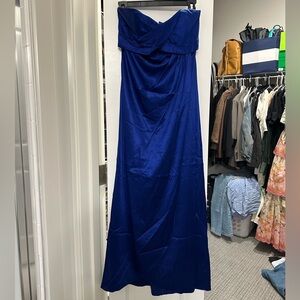 Nicole Miller blue satin maxi/midi dress